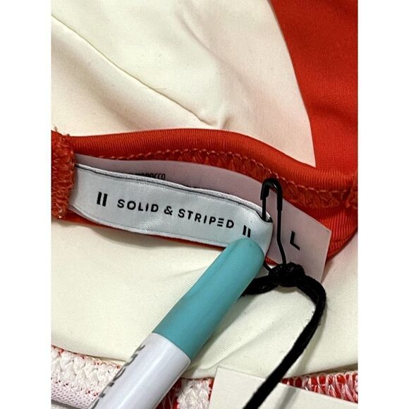 Solid & Striped The Morgan Scoop Neck Bikini Top In Lipstick Red Gingham Large - Picture 8 of 11